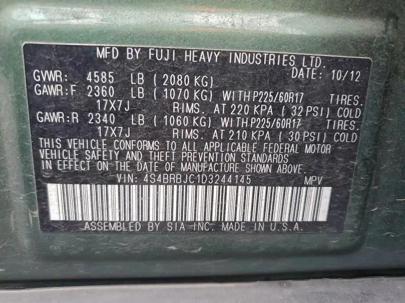 2013 SUBARU OUTBACK 2.5I LIMITED  