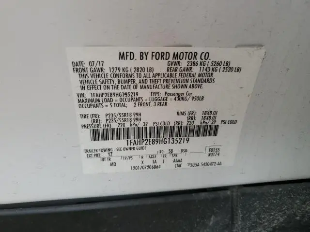 2017 FORD TAURUS SEL
