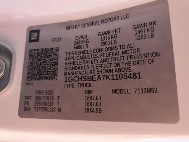 2019 CHEVROLET COLORADO   