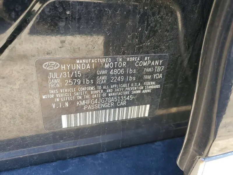 2016 HYUNDAI AZERA BASE  