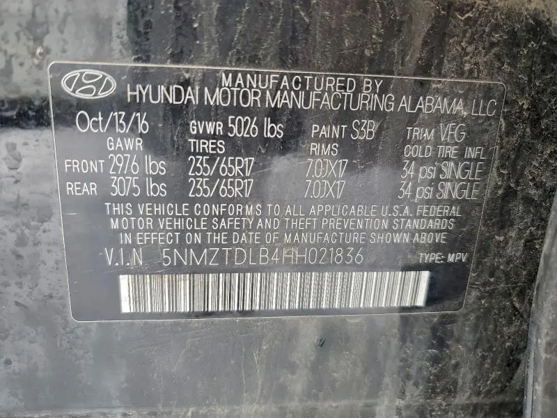 2017 HYUNDAI SANTA FE SPORT   