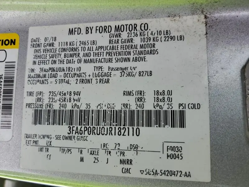 2018 FORD FUSION TITANIUM/PLATINUM HEV  