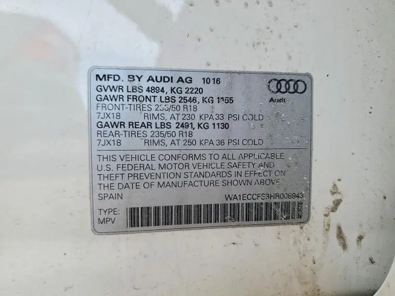 2017 AUDI Q3 PREMIUM  