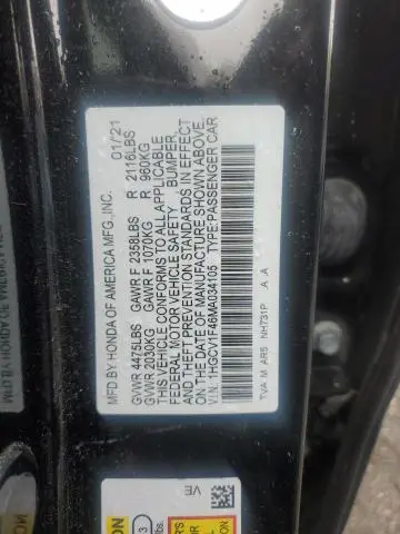 2021 HONDA ACCORD SPORT SE
