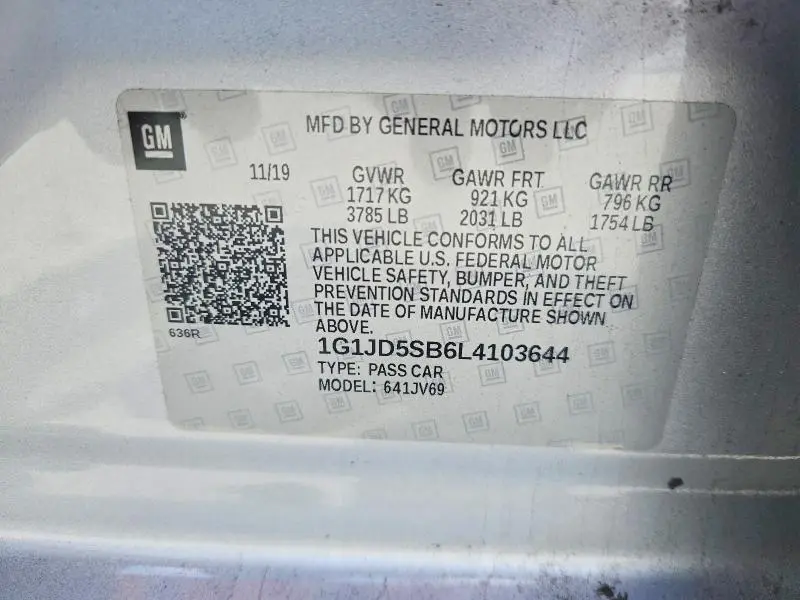 2020 CHEVROLET SONIC LT  