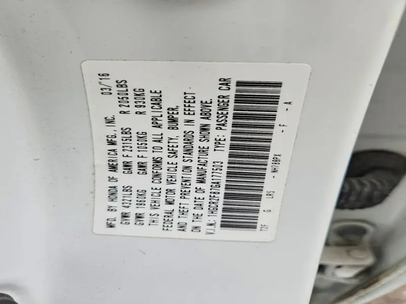 2016 HONDA ACCORD EXL  