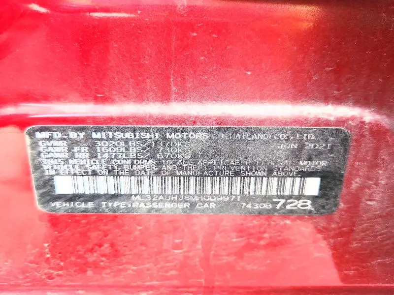 2021 MITSUBISHI MIRAGE ES  