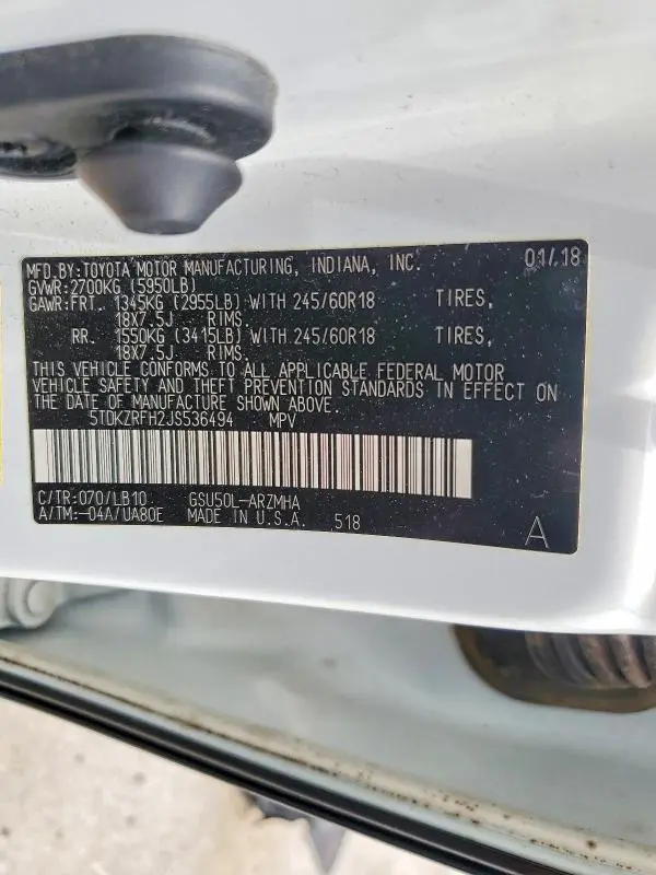 2018 TOYOTA HIGHLANDER XLE  