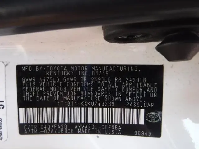 2019 TOYOTA CAMRY LE/SE/XLE/L