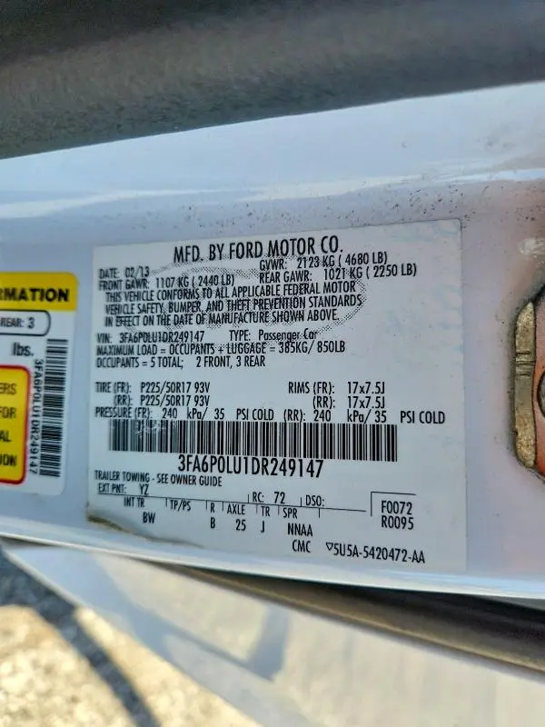 2013 FORD FUSION SE HYBRID  