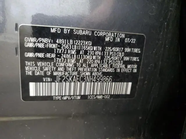 2022 SUBARU FORESTER PREMIUM  
