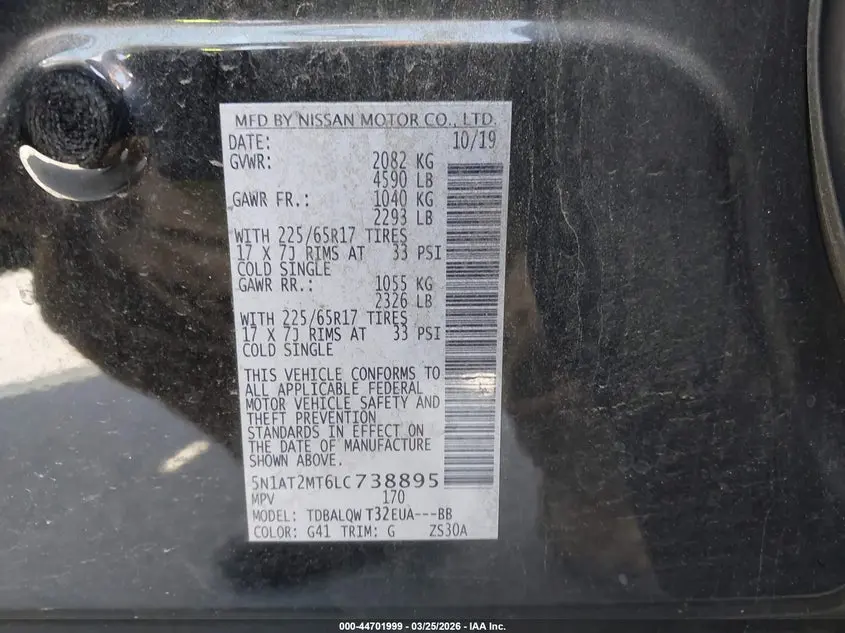 2020 NISSAN ROGUE SV FWD