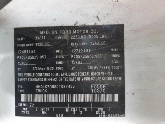 2012 FORD TRANSIT CONNECT XLT
