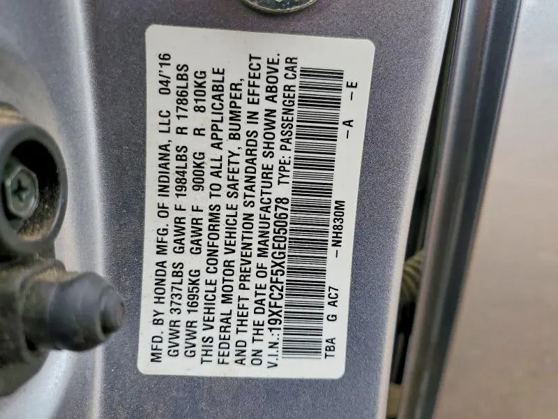 2016 HONDA CIVIC LX  
