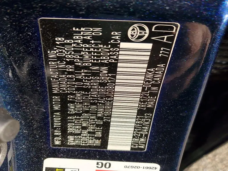 2018 TOYOTA COROLLA LE  