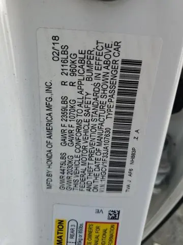 2018 HONDA ACCORD SPORT  