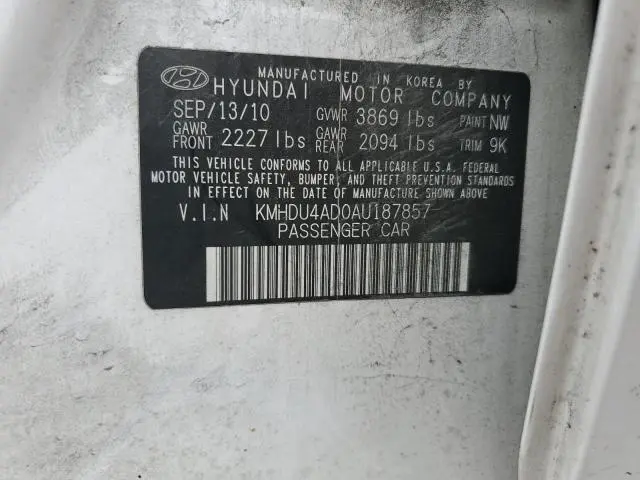2010 HYUNDAI ELANTRA BLUE  