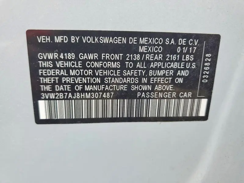 2017 VOLKSWAGEN JETTA S  