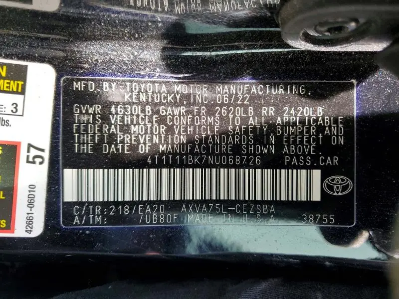 2022 TOYOTA CAMRY SE  