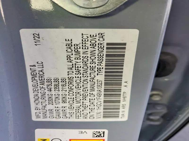 2022 HONDA ACCORD SPORT SE  