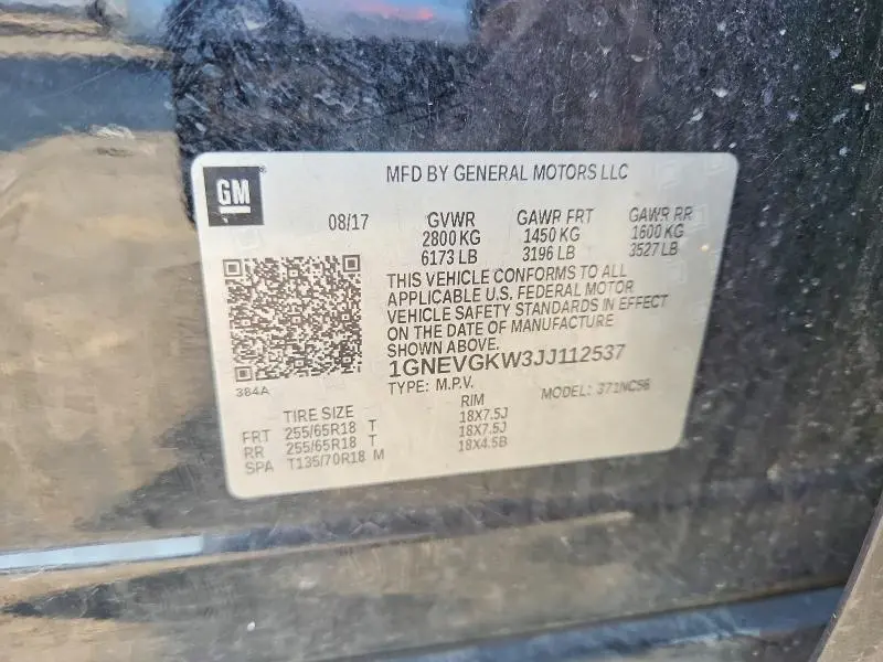 2018 CHEVROLET TRAVERSE LT  