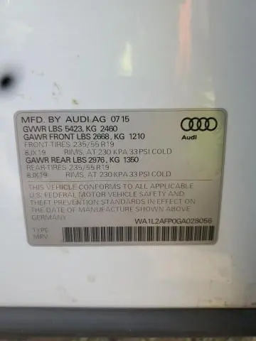 2016 AUDI Q5 PREMIUM PLUS  