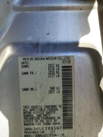 2018 NISSAN ALTIMA 2.5  