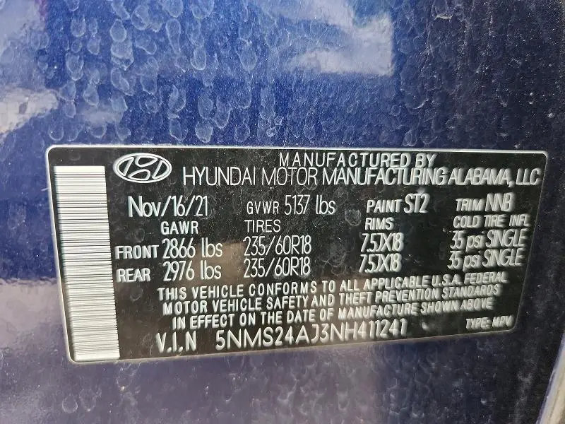 2022 HYUNDAI SANTA FE SEL  