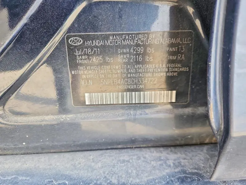 2012 HYUNDAI SONATA GLS  