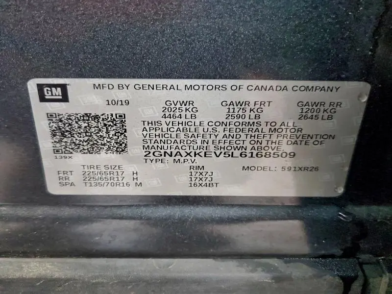 2020 CHEVROLET EQUINOX LT  