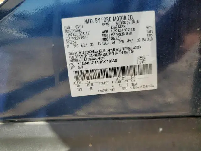 2017 FORD EXPLORER XLT  