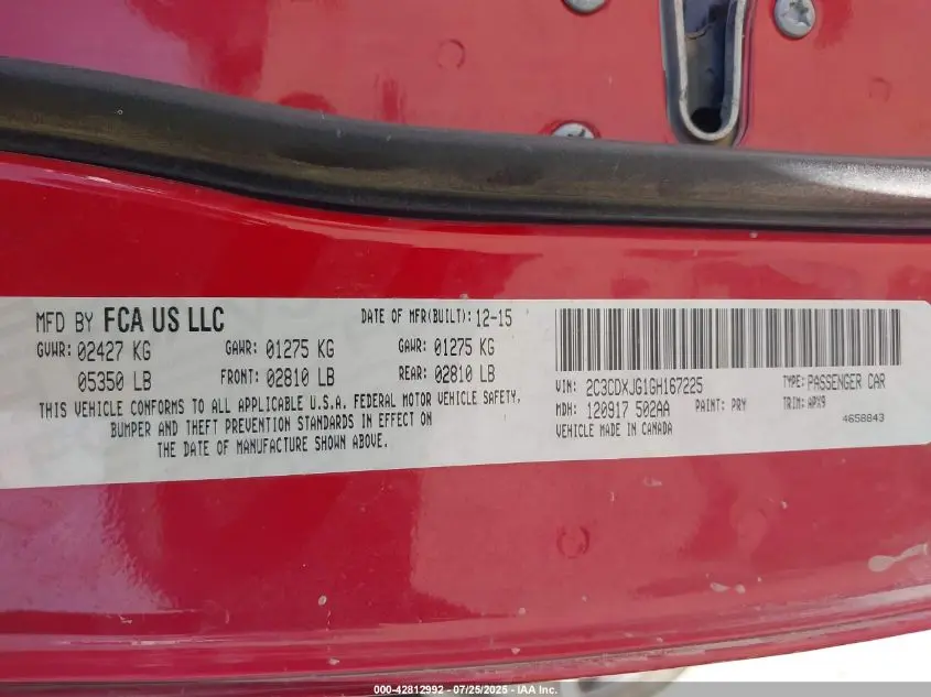 2016 DODGE CHARGER SXT