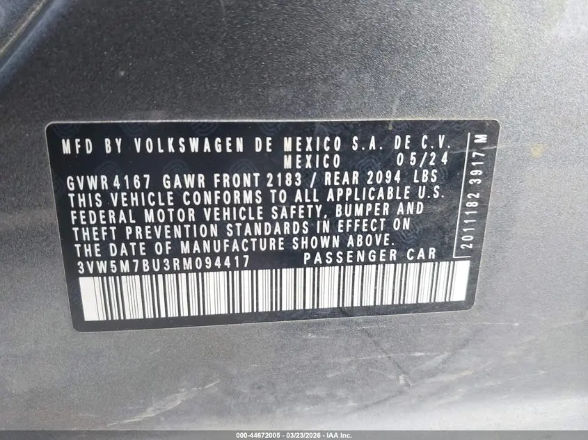 2024 VOLKSWAGEN JETTA 1.5T S