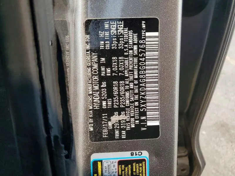 2011 HYUNDAI SANTA FE LIMITED  