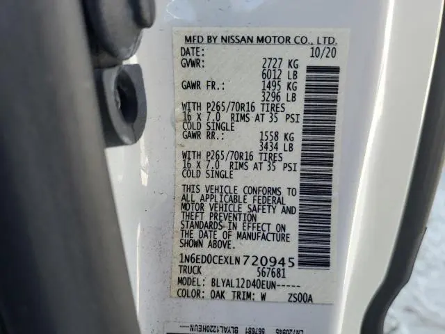 2020 NISSAN FRONTIER S  