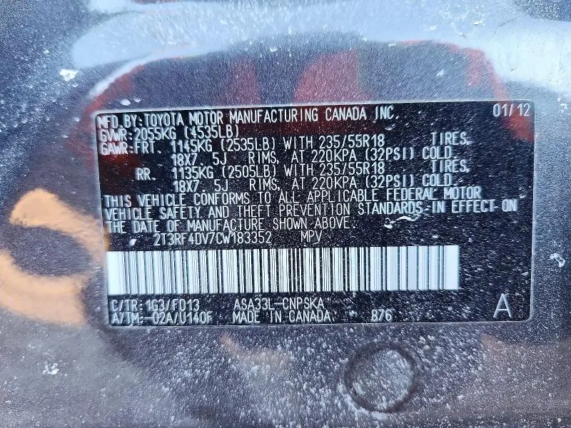 2012 TOYOTA RAV4 SPORT  