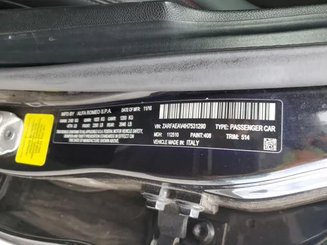 2017 ALFA ROMEO GIULIA QUADRIFOGLIO  