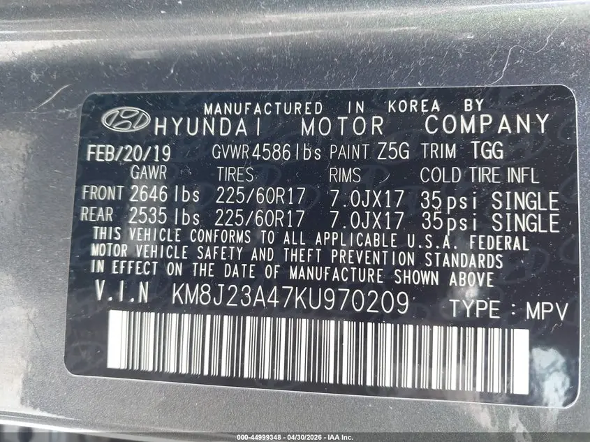 2019 HYUNDAI TUCSON SE