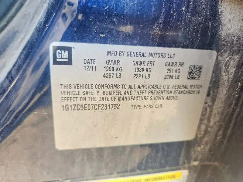 2012 CHEVROLET MALIBU 1LT  