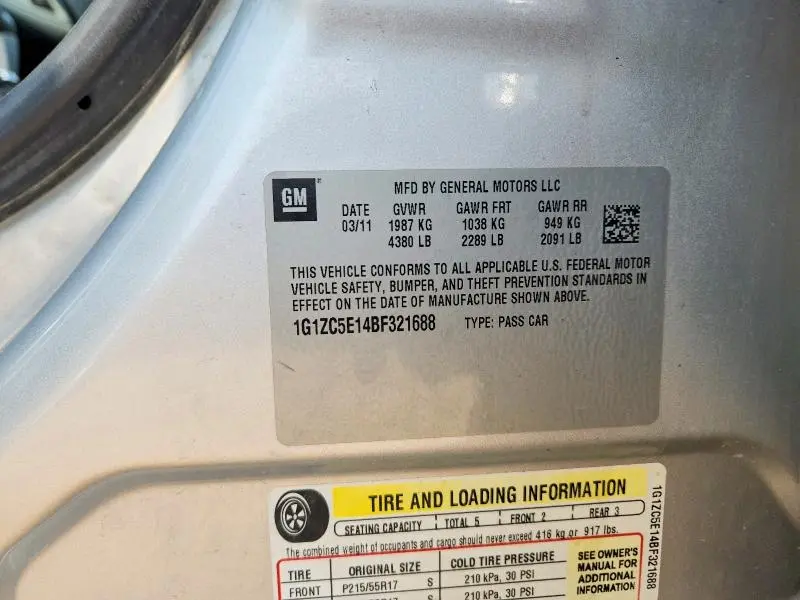 2011 CHEVROLET MALIBU 1LT  