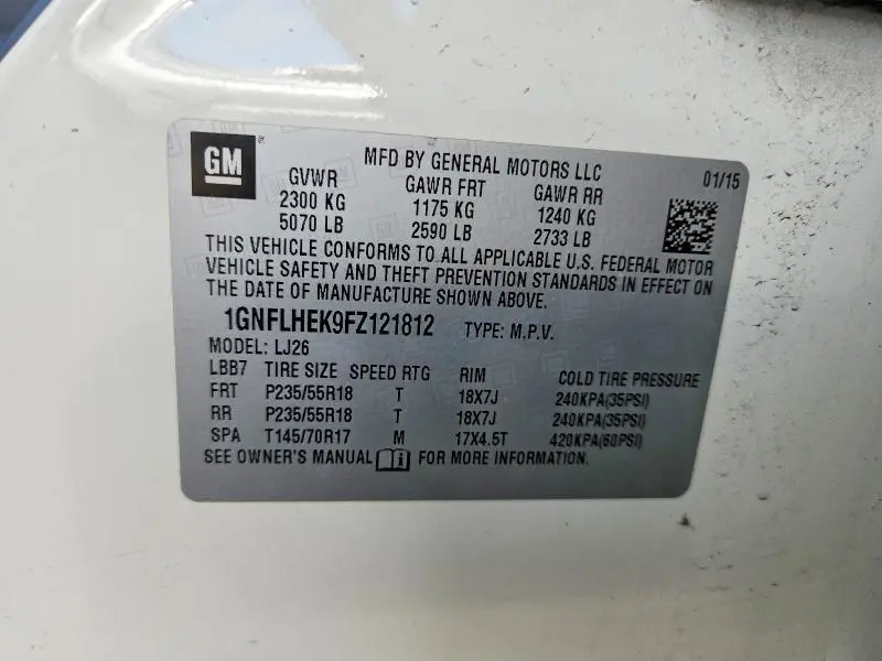 2015 CHEVROLET EQUINOX LTZ  