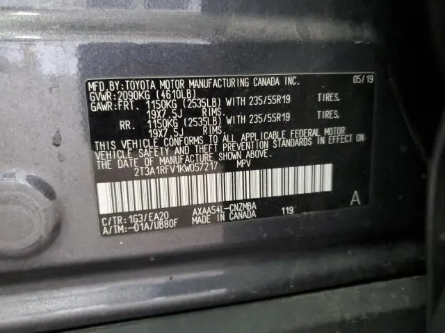 2019 TOYOTA RAV4 XLE PREMIUM  