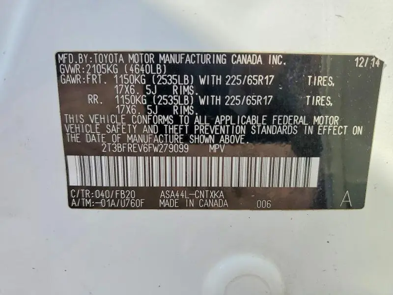 2015 TOYOTA RAV4 LE  