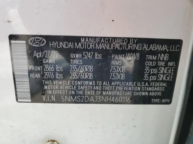 2022 HYUNDAI SANTA FE SEL  