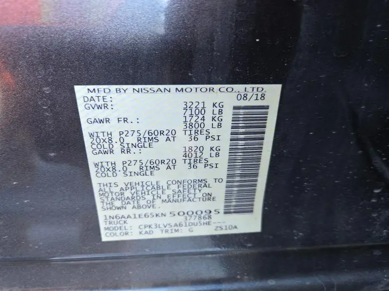 2019 NISSAN TITAN SL  
