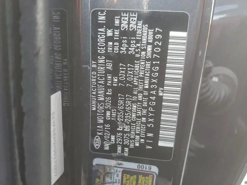 2016 KIA SORENTO LX  