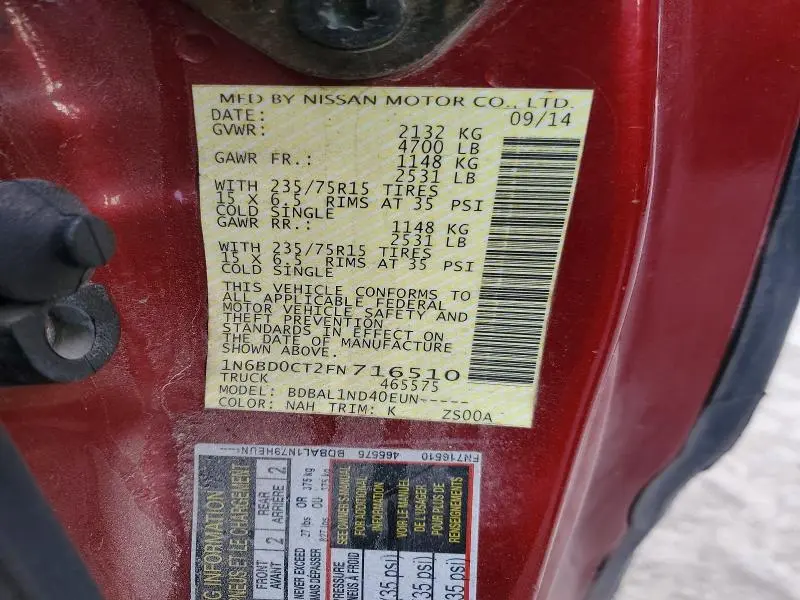 2015 NISSAN FRONTIER S  