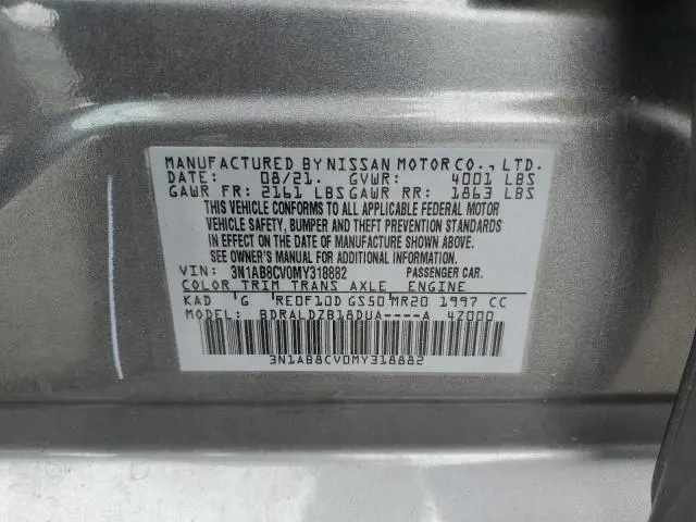 2021 NISSAN SENTRA SV  