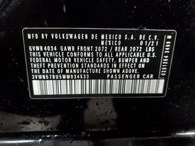 2021 VOLKSWAGEN JETTA S  