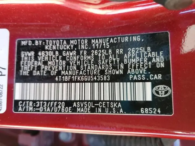 2016 TOYOTA CAMRY LE  